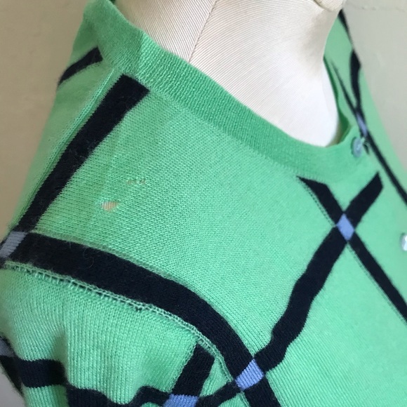J.Crew Grid Print 100% Cashmere Button Front Long Sleeve Cardigan Sweater XS - Picture 8 of 8